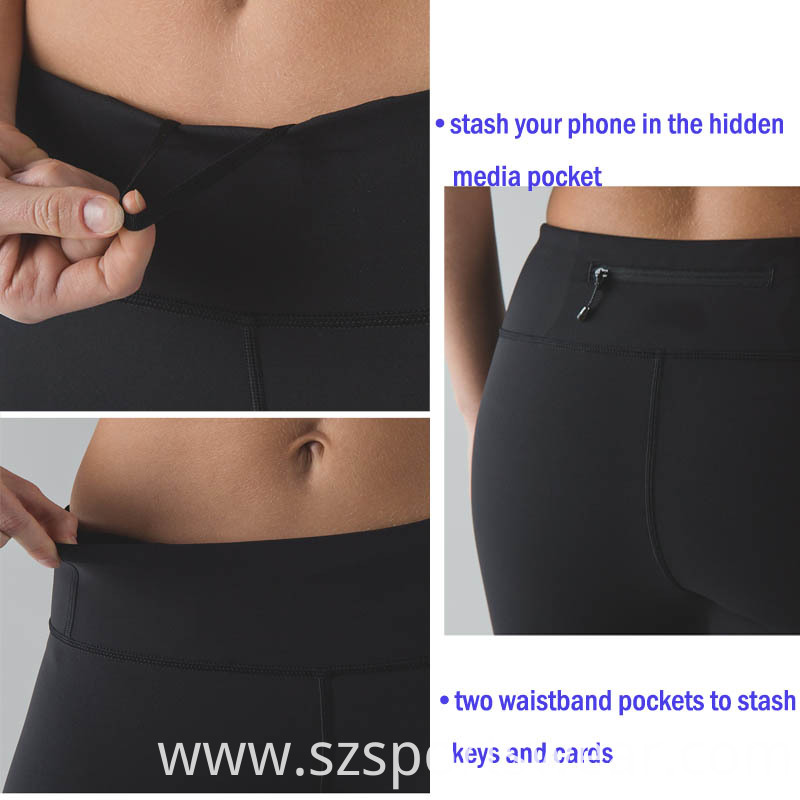 Wholesale Laddies Fitness Sports Pants Compression Tight with Reflective Details and Draw String